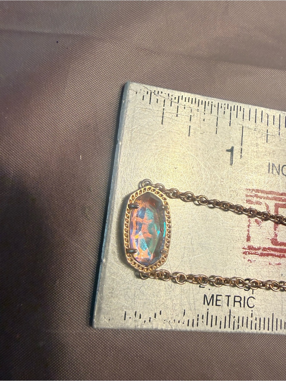 Kendra Scott Elaina Rose Gold Dichroic Glass Adjustable Chain Bracelet Dustbag - Picture 7 of 8